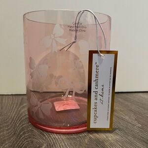 Cupcakes and Cashmere Pink Iridescent Etched Bow Vase- NWT